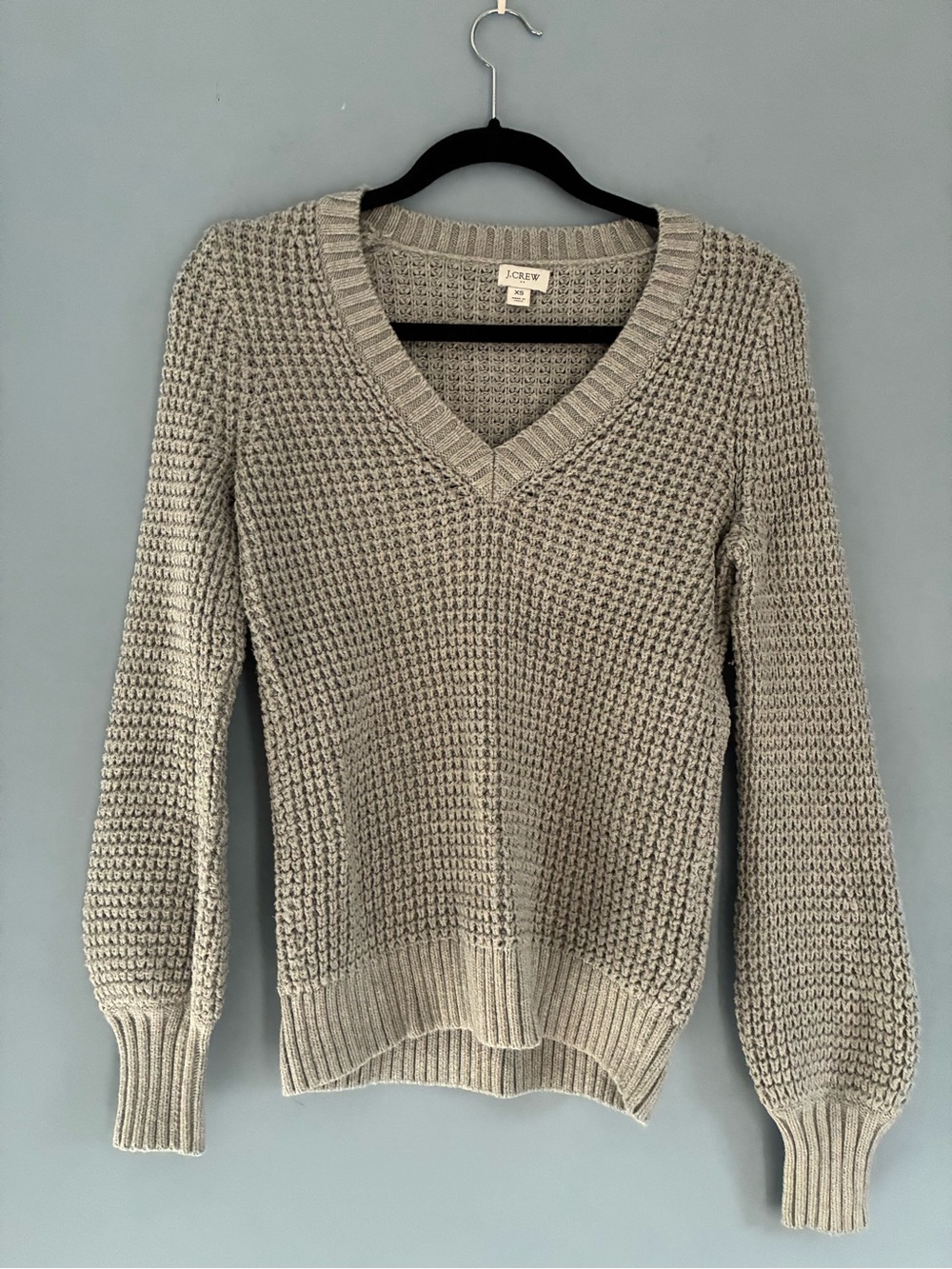 J. Crew Women's Cream V-Neck Waffle Knit Sweater